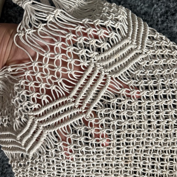 Cream and white boho crochet beach bag - Picture 5 of 9